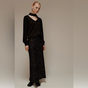 Line & Dot Black Glitter Maxi Skirt